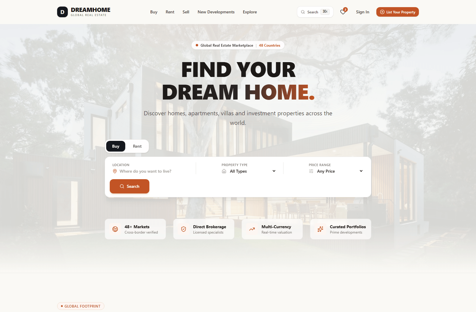 DreamHome real application property discovery homepage