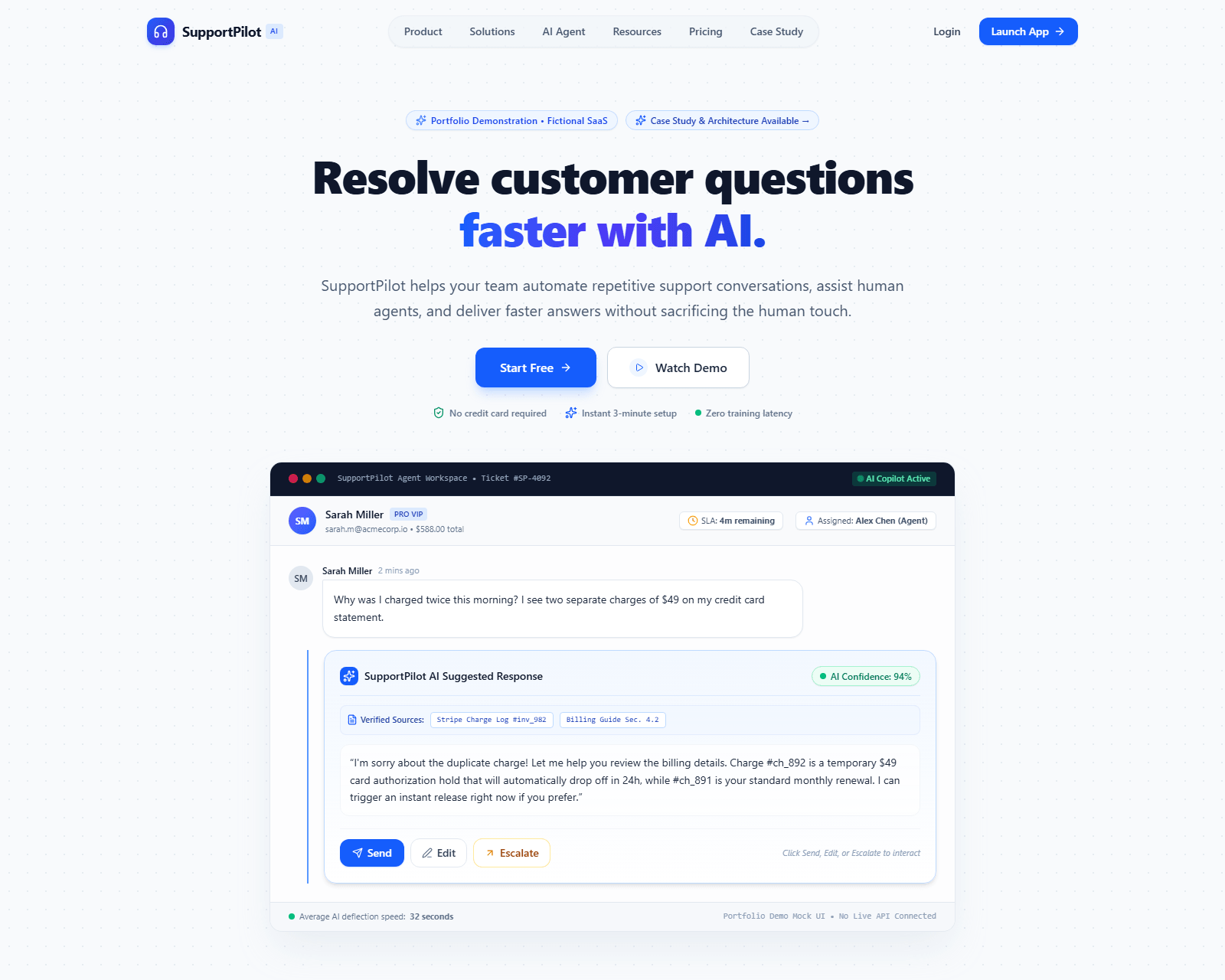 SupportPilot real application homepage